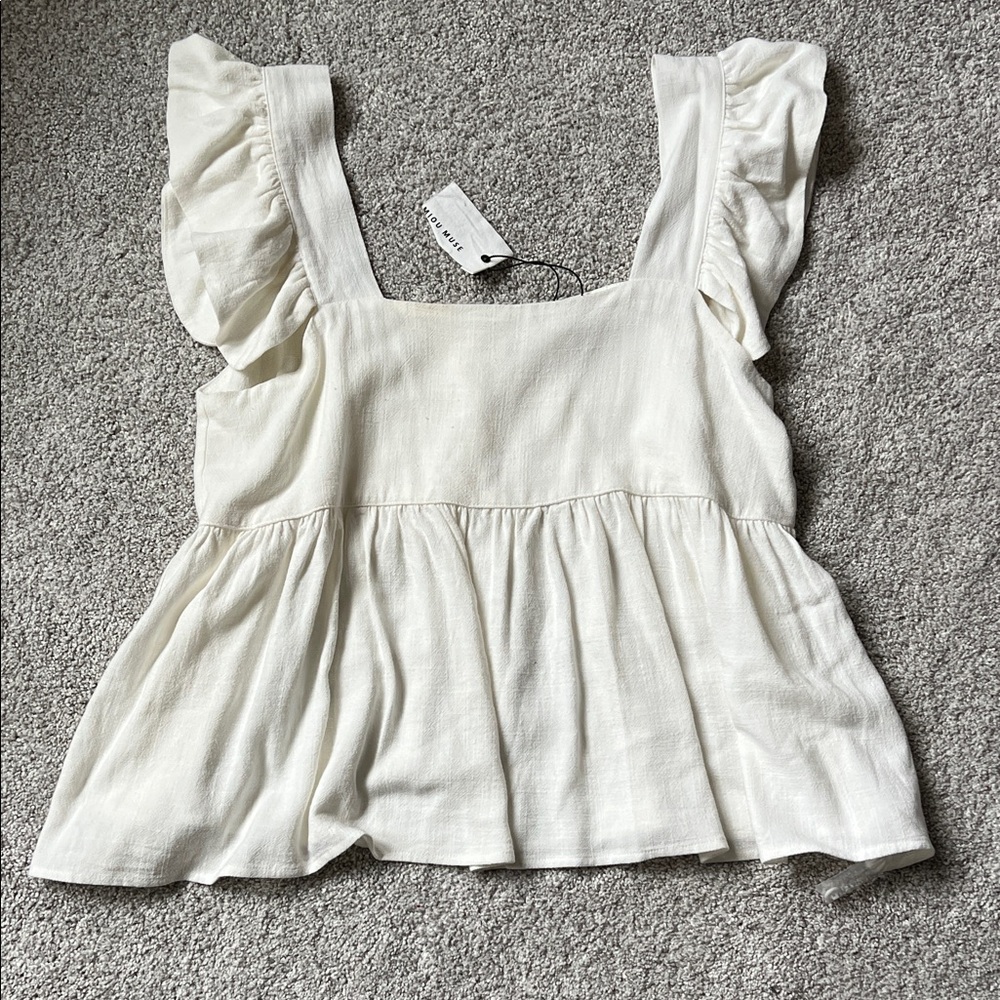 NWT Miou Muse Square-Neck Babydoll Top